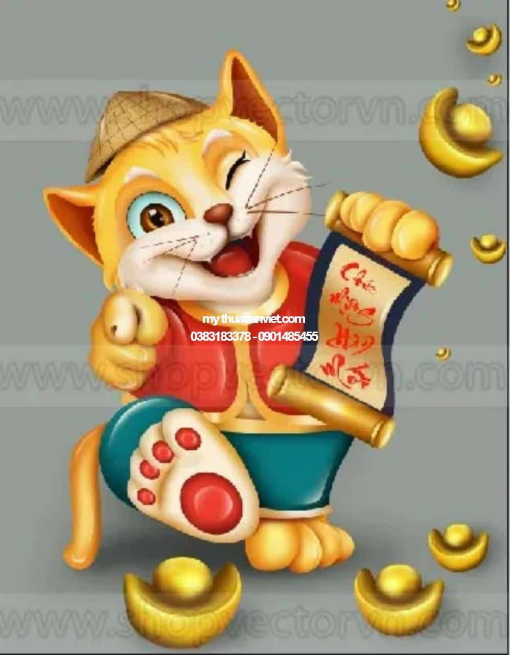 Mô hình Mèo trang trí Tết Quý Mão 2023 - Mỹ Thuật Tân Việt